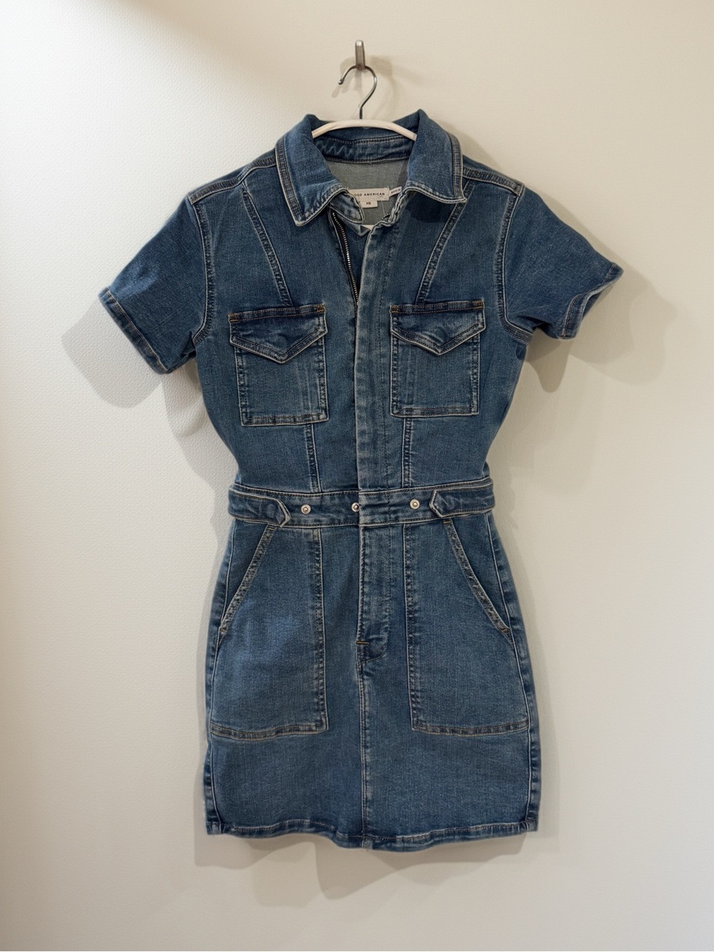 [NWOT] Good American Denim Shirt Fit Dress - Blue